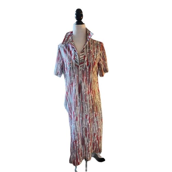 Vintage 60s Day Dress Muumuu Kaftan Red - Picture 3 of 6